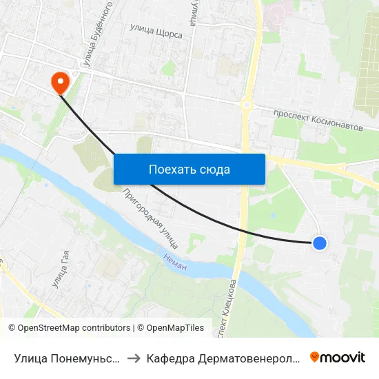 Улица Понемуньская to Кафедра Дерматовенерологии map