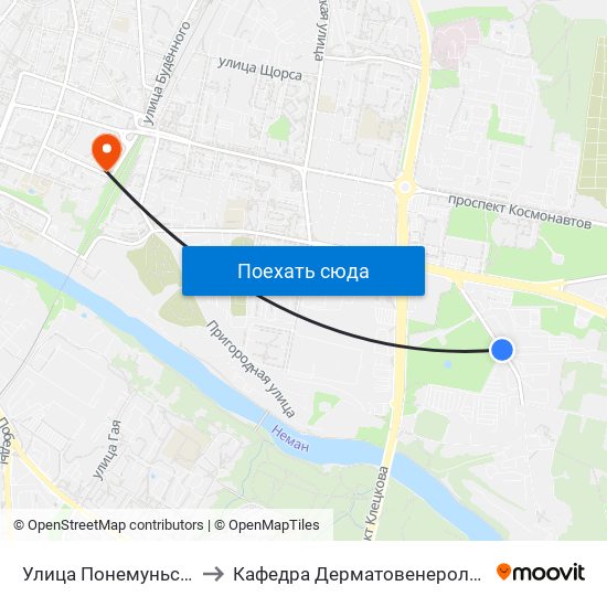Улица Понемуньская to Кафедра Дерматовенерологии map