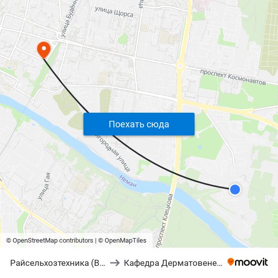 Райсельхозтехника (Высадка) to Кафедра Дерматовенерологии map