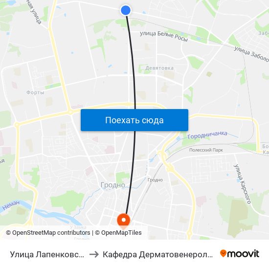 Улица Лапенковская to Кафедра Дерматовенерологии map