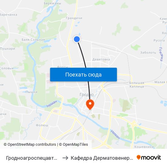 Гродноагроспецавтотранс to Кафедра Дерматовенерологии map