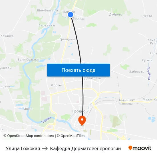 Улица Гожская to Кафедра Дерматовенерологии map
