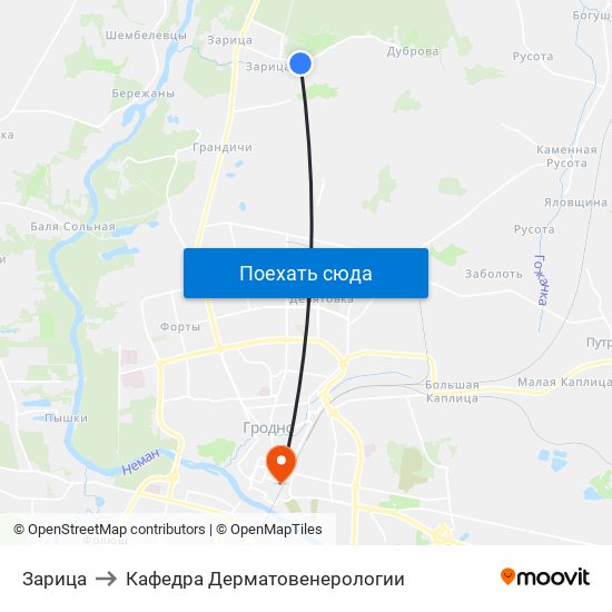 Зарица to Кафедра Дерматовенерологии map