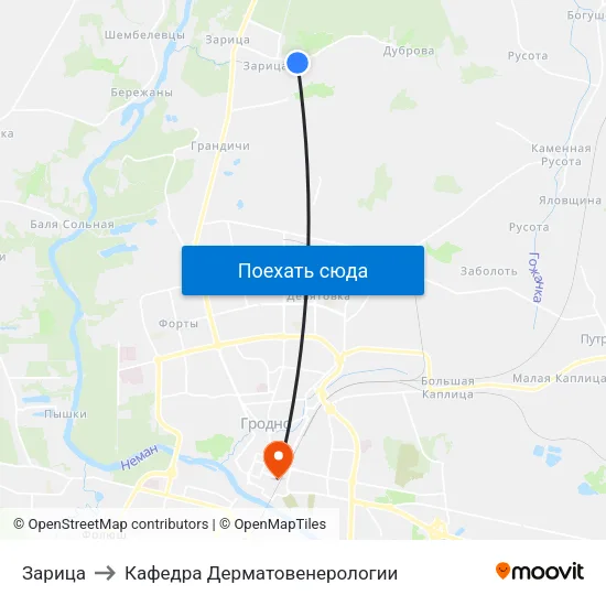 Зарица to Кафедра Дерматовенерологии map