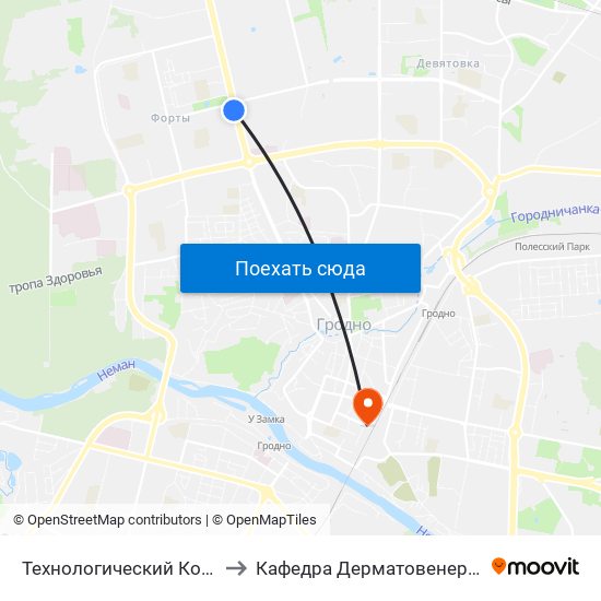 Технологический Колледж to Кафедра Дерматовенерологии map