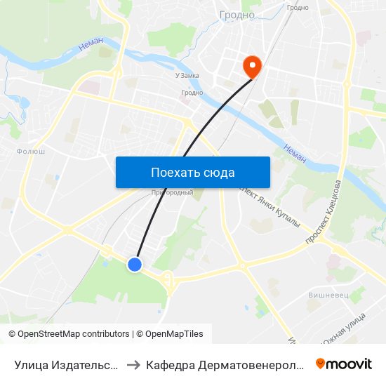 Улица Издательская to Кафедра Дерматовенерологии map