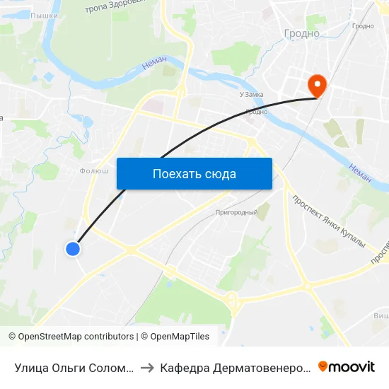 Улица Ольги Соломовой to Кафедра Дерматовенерологии map