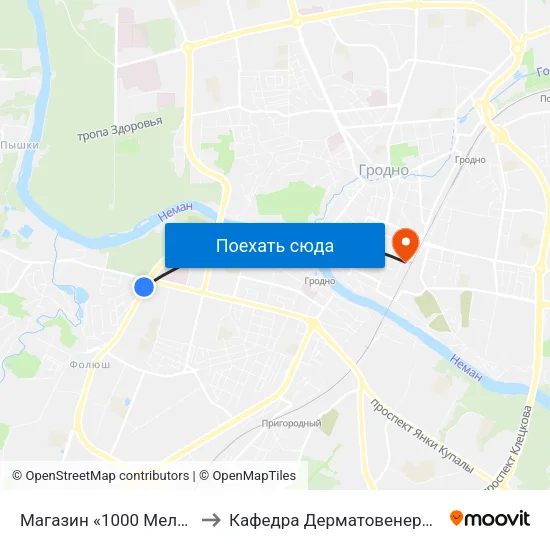 Магазин «1000 Мелочей» to Кафедра Дерматовенерологии map