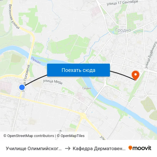 Училище Олимпийского Резерва to Кафедра Дерматовенерологии map