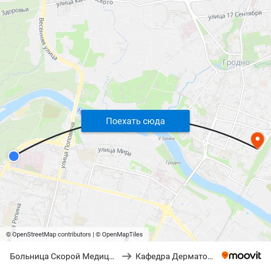 Больница Скорой Медицинской Помощи to Кафедра Дерматовенерологии map