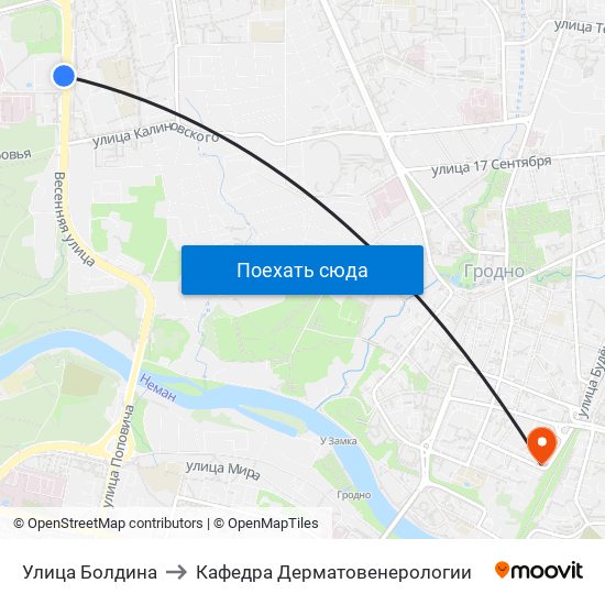 Улица Болдина to Кафедра Дерматовенерологии map