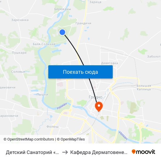 Детский Санаторий «Неман» to Кафедра Дерматовенерологии map