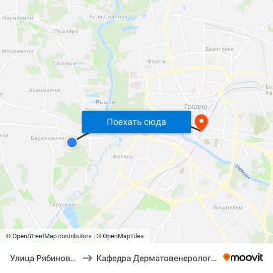 Улица Рябиновая to Кафедра Дерматовенерологии map