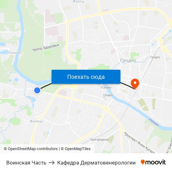 Воинская Часть to Кафедра Дерматовенерологии map