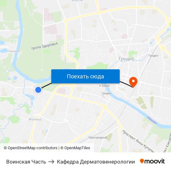 Воинская Часть to Кафедра Дерматовенерологии map