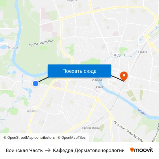 Воинская Часть to Кафедра Дерматовенерологии map
