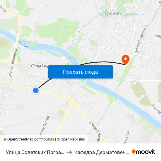 Улица Советских Пограничников to Кафедра Дерматовенерологии map