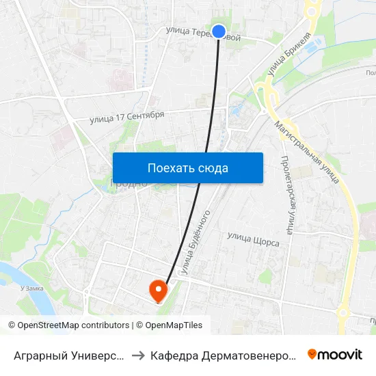 Аграрный Университет to Кафедра Дерматовенерологии map