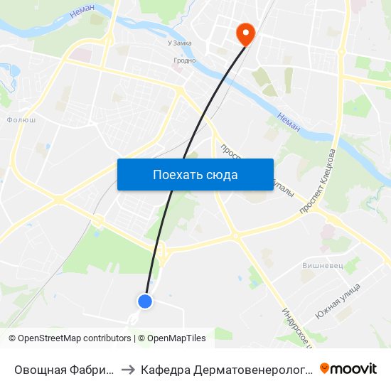 Овощная Фабрика to Кафедра Дерматовенерологии map