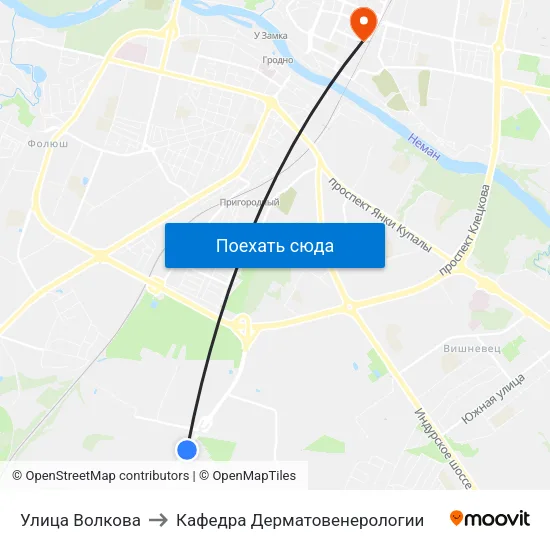 Улица Волкова to Кафедра Дерматовенерологии map