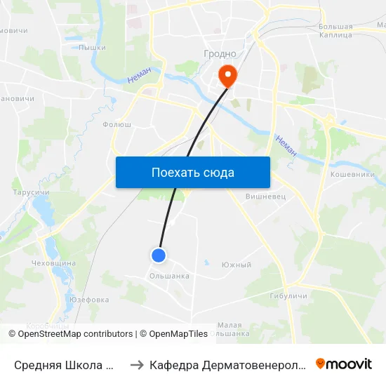 Средняя Школа № 39 to Кафедра Дерматовенерологии map