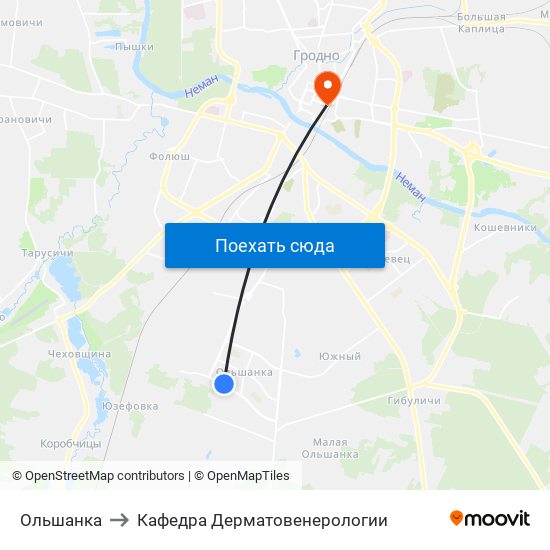 Ольшанка to Кафедра Дерматовенерологии map