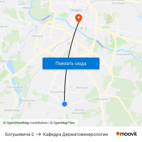 Богушевича-2 to Кафедра Дерматовенерологии map