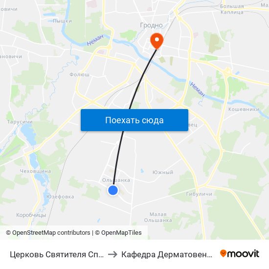 Церковь Святителя Спиридона to Кафедра Дерматовенерологии map