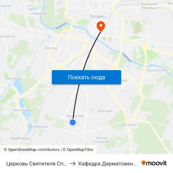 Церковь Святителя Спиридона to Кафедра Дерматовенерологии map
