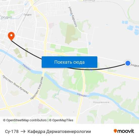 Су-178 to Кафедра Дерматовенерологии map