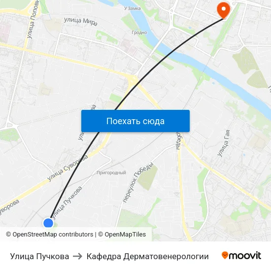 Улица Пучкова to Кафедра Дерматовенерологии map