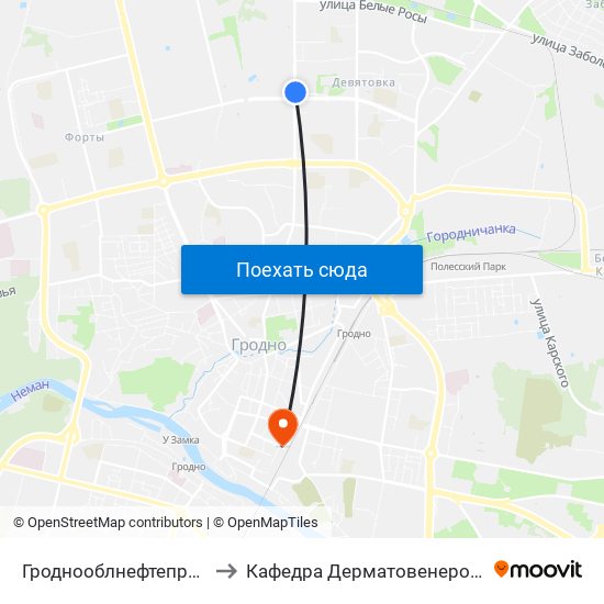 Гроднооблнефтепродукт to Кафедра Дерматовенерологии map