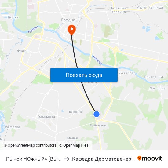 Рынок «Южный» (Высадка) to Кафедра Дерматовенерологии map