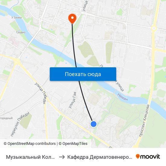 Музыкальный Колледж to Кафедра Дерматовенерологии map