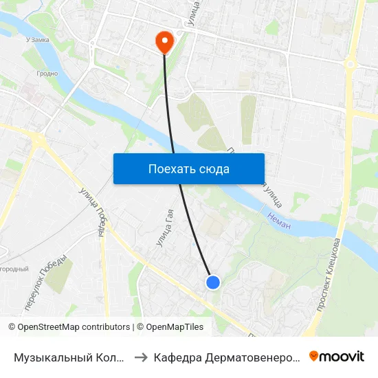 Музыкальный Колледж to Кафедра Дерматовенерологии map