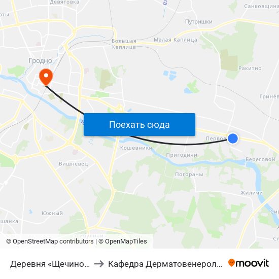 Деревня «Щечиново» to Кафедра Дерматовенерологии map