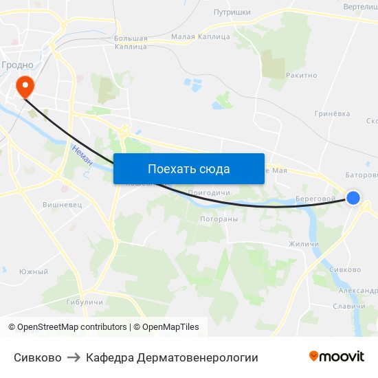 Сивково to Кафедра Дерматовенерологии map