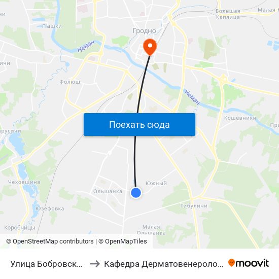 Улица Бобровского to Кафедра Дерматовенерологии map