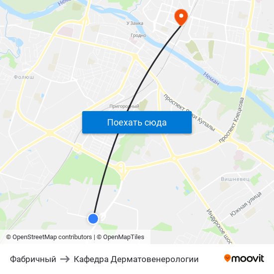 Фабричный to Кафедра Дерматовенерологии map