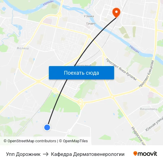 Упп Дорожник to Кафедра Дерматовенерологии map