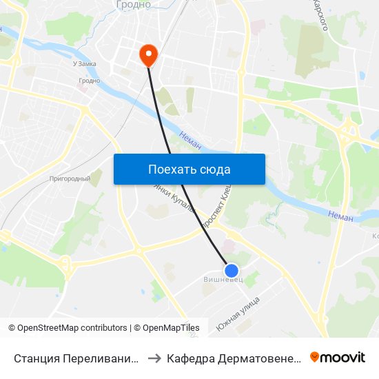 Станция Переливания Крови to Кафедра Дерматовенерологии map