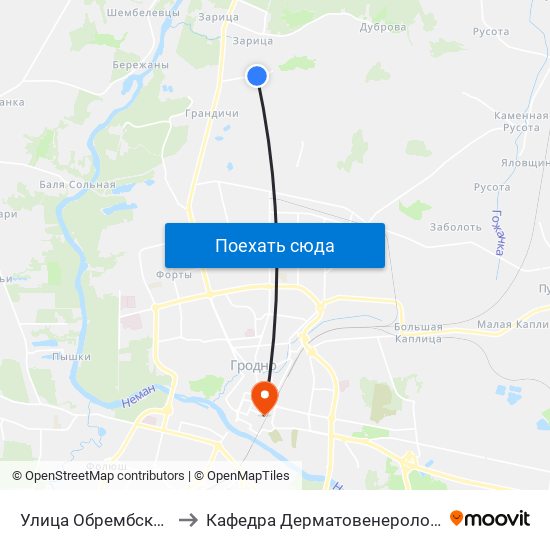 Улица Обрембского to Кафедра Дерматовенерологии map