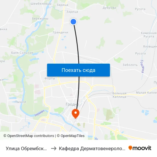 Улица Обрембского to Кафедра Дерматовенерологии map