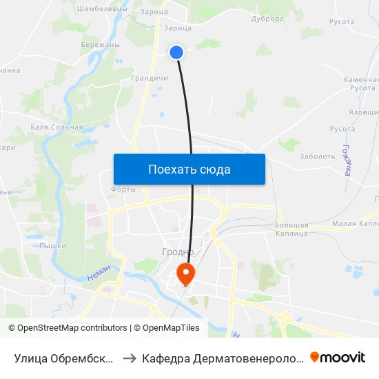 Улица Обрембского to Кафедра Дерматовенерологии map