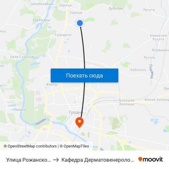 Улица Рожанского to Кафедра Дерматовенерологии map