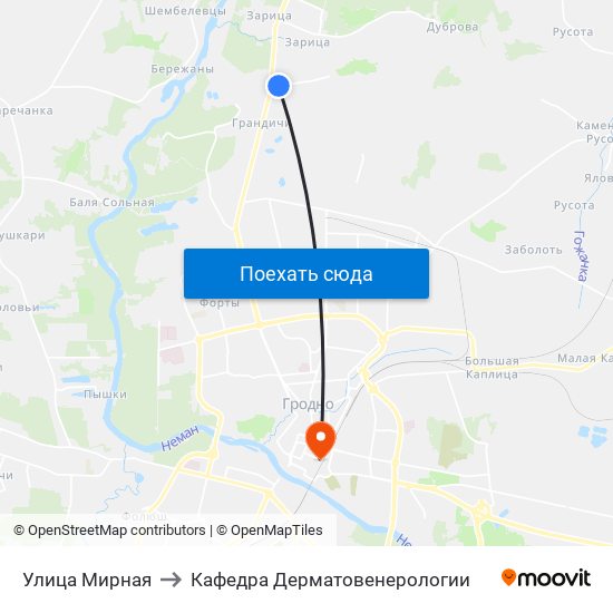 Улица Мирная to Кафедра Дерматовенерологии map