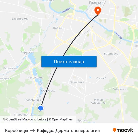 Коробчицы to Кафедра Дерматовенерологии map