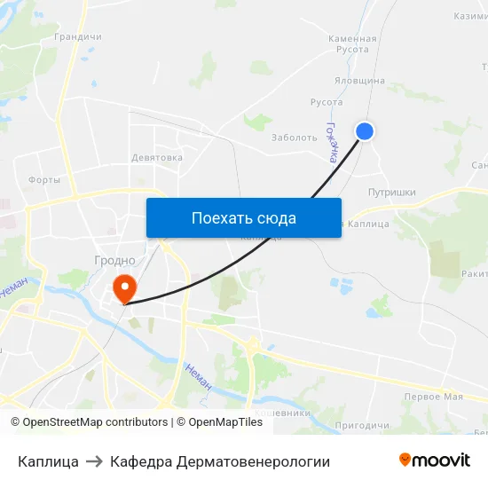 Каплица to Кафедра Дерматовенерологии map