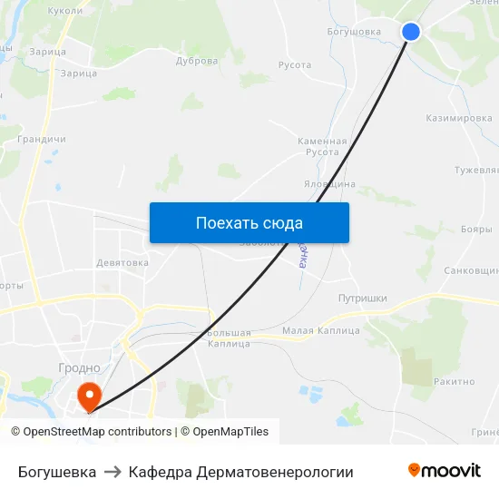 Богушевка to Кафедра Дерматовенерологии map
