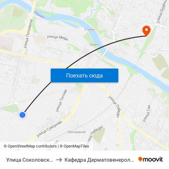 Улица Соколовского to Кафедра Дерматовенерологии map